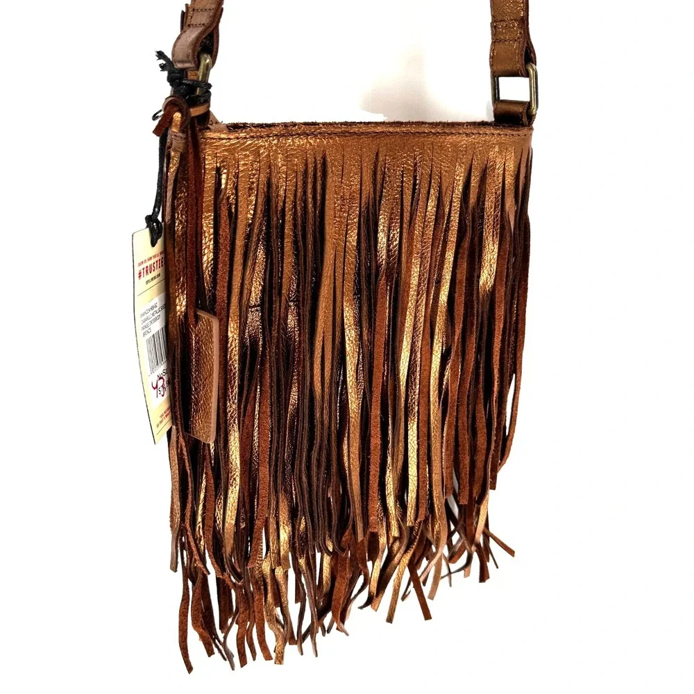 Idyllwind Womens Camarillo Metallic Fringe Suede Crossbody Bag Western Rodeo NEW - Picture 5 of 14